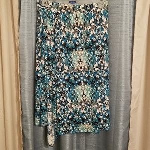 Fake wrap elastic waist skirt